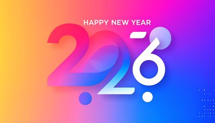 Colorful 2026 New Year Greeting With Modern Abstract Design.AI Generated Illustration