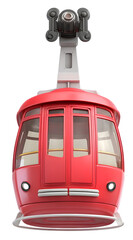 Fototapeta premium Red cable car cabin isolated on transparent background