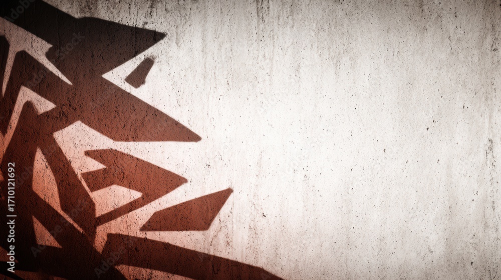 Poster abstract graffiti art featuring sharp shapes and shadows on a textured wall with a gradient backgrou