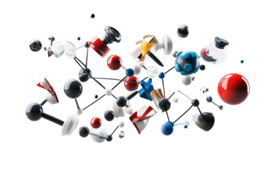 Realistic 3D physics formulas and symbols illustrating scientific concepts, education, and modern STEM learning visualization isolated on transparent background PNG