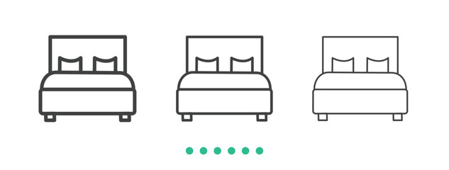 Double bed icon. Thin line icon vector