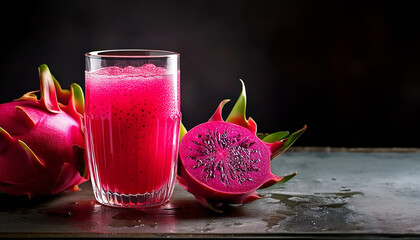 Vibrant Dragon Fruit Smoothie With Fresh Fruit