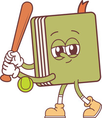 Retro Comic Book Character Playing Baseball