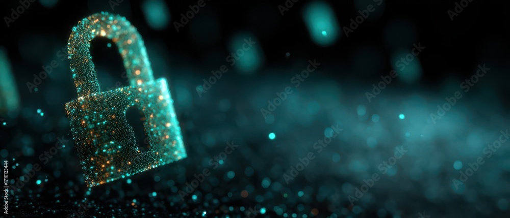 Aufkleber digital security event abstract glowing padlock virtual environment password management concept mode