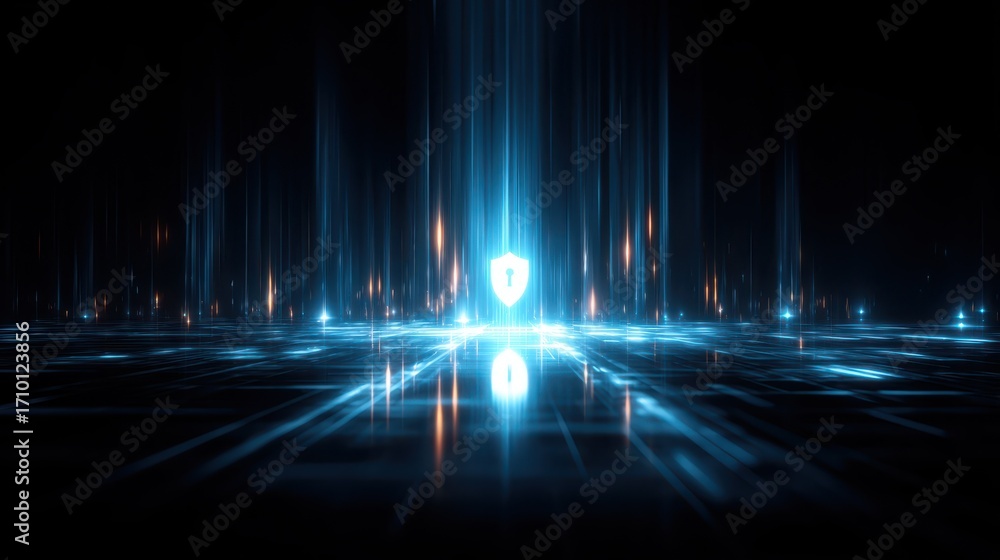 Poster password management essentials abstract tech background digital security concept glowing password fi