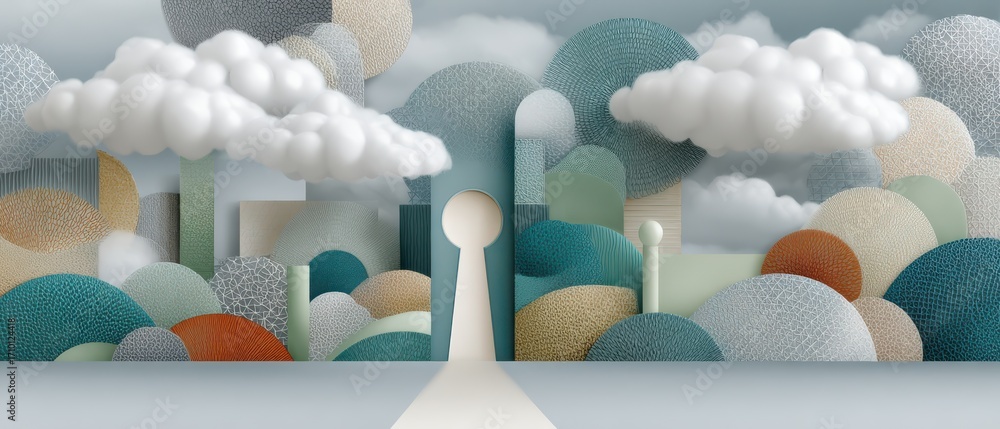 Aufkleber unlocking digital security key to password management in a futuristic landscape abstract view cloudy