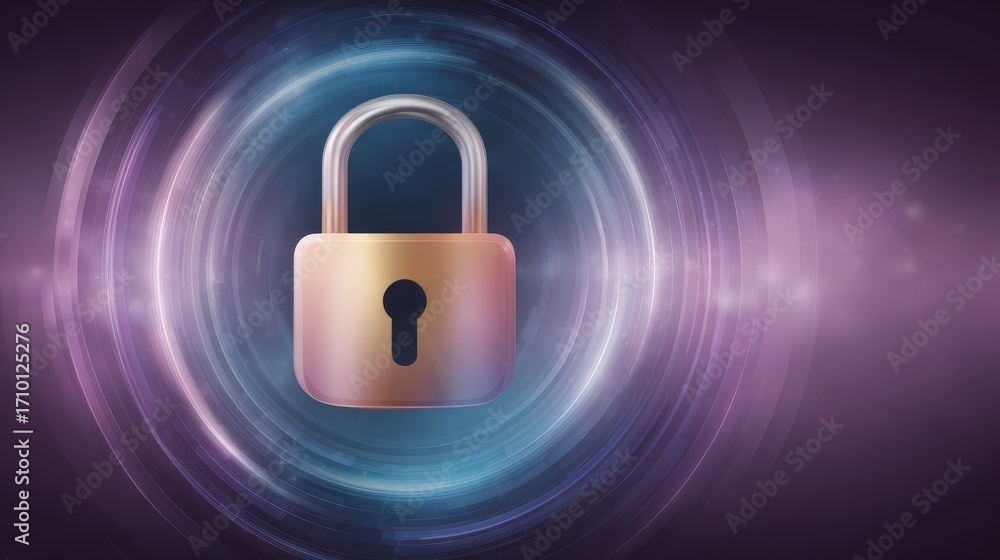 Poster secure password management rotating holographic icons in a digital environment