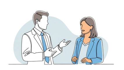 Businessman and Businesswoman Vector Line Art Office Workspace Illustration AI EPS PNG