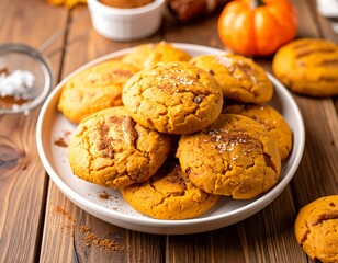 Pumpkin cookies on a plate