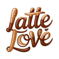 Latte Love Delicious Coffee Drink Typography PNG Image