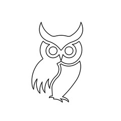 A large black outline owl symbol on the center. Illustration on transparent background