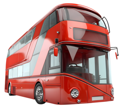 Red doubledecker bus isolated on transparent background