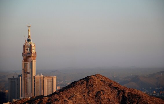 Abraj Al Bait Clock Tower in Mecca with Mountain View