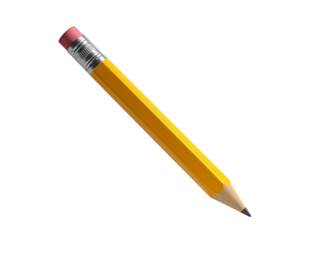 Minimalist Floating Yellow Pencil with Eraser PNG