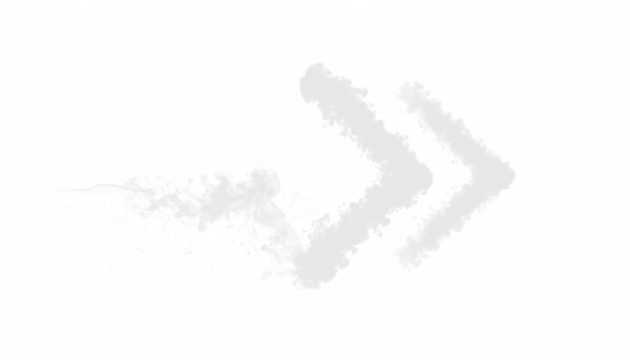 A transparent PNG of white smoke forming a broken zigzag arrow, ideal for dynamic design projects, overlays, and creative illustrations