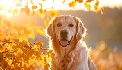 Golden Retriever in Autumn Sunlight