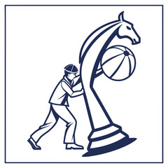 Fototapeta premium Strategic Push Engineering Success with a Chess Piece