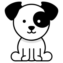 Cute cartoon dog sitting and looking at the viewer with a smile.