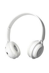 White wireless headphones isolated on white background, copy space