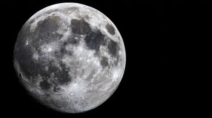 Fototapeta premium crater. The moon's rugged surface shines in stark detail against the vast darkness of space, a celestial marvel. STEM education sheets.