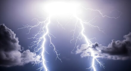 Powerful Lightning Strike in the Sky.