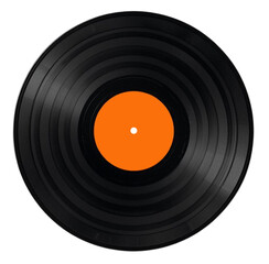 LP vinyl record isolated on transparent background PNG, created with Generative AI.