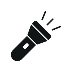 Flashlight icon in glyph for minimal tool, gear, and emergency themes.
