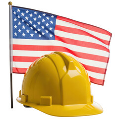 American hard hat and flag symbolizing labor patriotism and construction industry strength transparent background
