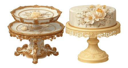 Elegant Cake Stand with Floral Design and Decorative Base for Special Occasions