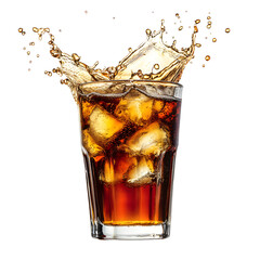 Refreshing Glass of Cola Ready to Splash Isolated on White Background
