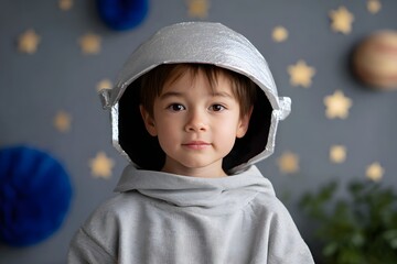 Creative astronaut costume idea for kids on Halloween Generative AI