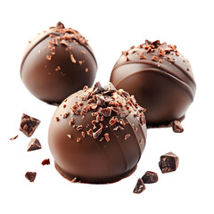 Exquisite Handmade Chocolate Truffle Dessert Isolated on White Background