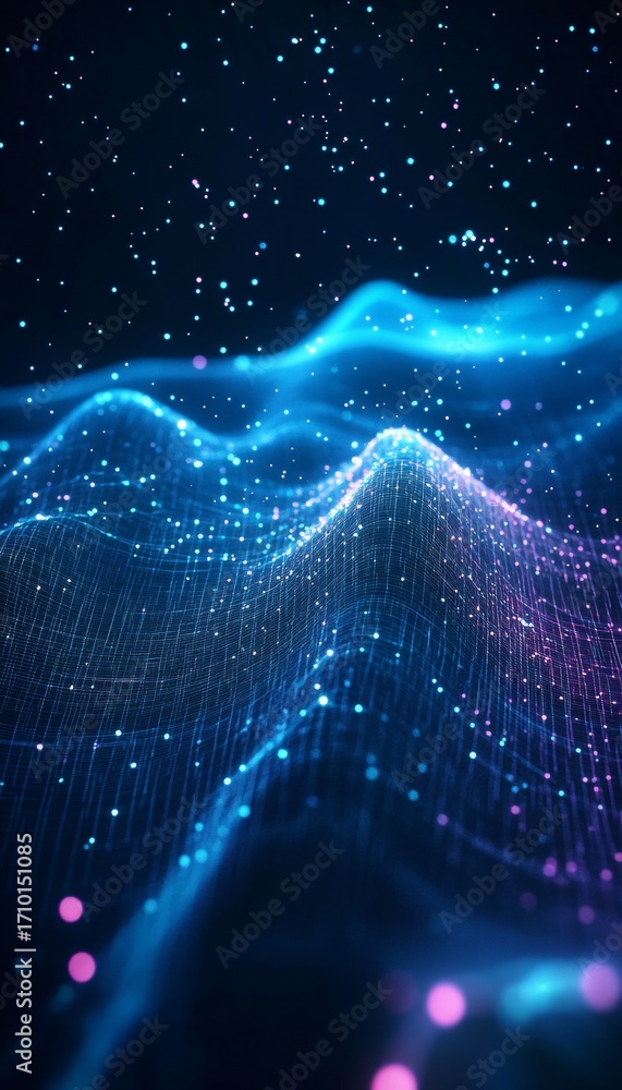 Leinwandbilder abstract dynamic polygonal network with light particles creating a futuristic atmosphere