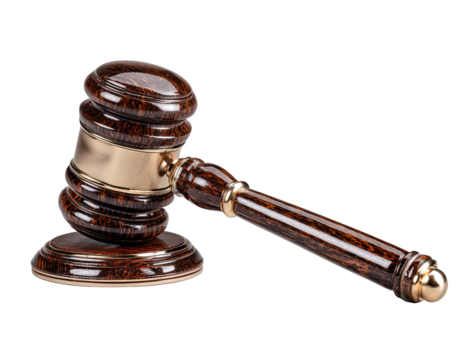 A beautifully crafted wooden gavel resting, symbolizing justice, law, and order