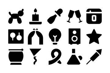 New Year celebration solid fill color icon selection