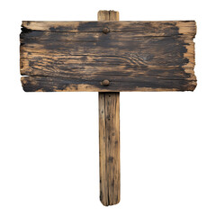 Rustic Wooden Signboard on White Background for Marketing and Design Projects
