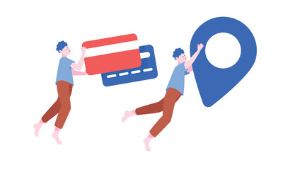 An Icon Representing Delivery Service Featuring a Location Pin Alongside a Shopping Cart