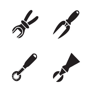 Full set of solid notching tool icons