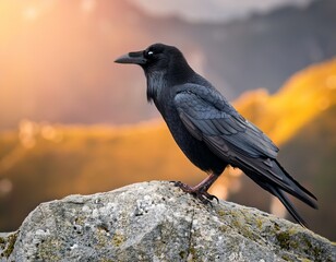 black bird sitting on a rock