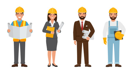 Fototapeta premium various types of architect clothing, vector illustration