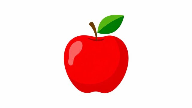 Vibrant red apple vector illustration with a fresh green leaf, symbolizing healthy eating, natural nutrition, and organic fruit