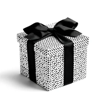 Elegant Black and White Gift Box with Ribbon and Bow.