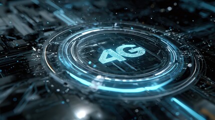 Glowing Neon 4 G Symbol Futuristic Technology Animation isolated on a transparent background