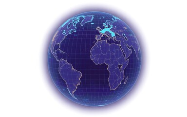 Pixelated neon earth planet globe futuristic