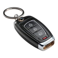 Car Key Remote with Keychain on Isolated Background