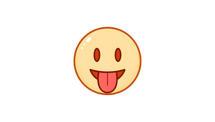 Fototapeta premium Simple cartoon face emoji sticking out tongue, a playful and silly expression isolated on a white background