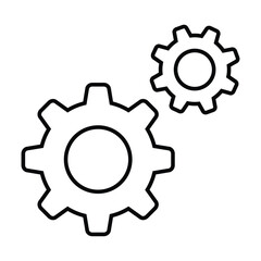 Gear icon thin line mechanic symbol, cogwheel. Settings icon line symbol. Sign for mobile concept and web design. PC options and repair. Vector illustration isolated on white background EPS 10