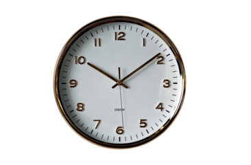 A minimalist clock shows the time