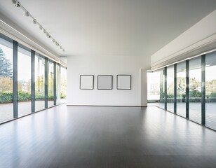 Fototapeta premium empty white minimalistic room with wall gallery
