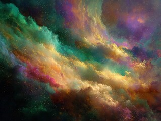 Fototapeta premium Vibrant cosmic nebula filled with glittering stars, a stunning visual for science, fantasy, and abstract backgrounds, evoking wonder and endless possibilities.